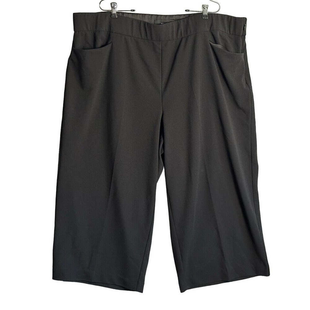 Torrid Plus Sz 26 Crop Wide Leg Pull On Black Trouser Slacks career professional